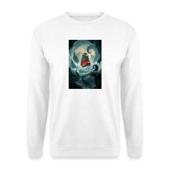 Karmesinrotes Gefäß gegen Krakens Kielwasser - Unisex Pullover - Weiß - Vorne - Alina (178cm) & Michal (187cm)