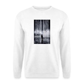 Leuchtende Lichtfall-Silhouette - Unisex Pullover - Weiß - Vorne - Alina (178cm) & Michal (187cm)