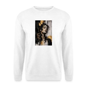 Gute Dinge brauchen Zeit Porträt - Unisex Pullover - Weiß - Vorne - Alina (178cm) & Michal (187cm)