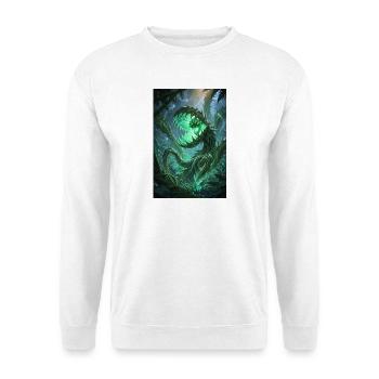 Grüne Schlange im Neonwald - Unisex Pullover - Weiß - Vorne - Alina (178cm) & Michal (187cm)