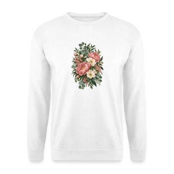 Rosé Weiße Blütenbouquet - Unisex Pullover - Weiß - Vorne - Alina (178cm) & Michal (187cm)