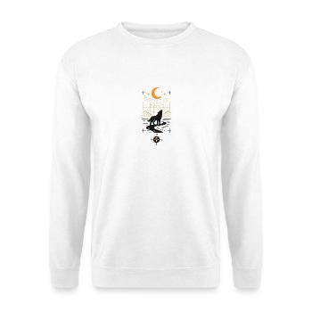 Mondnacht Wolf am Fluss - Unisex Pullover - Weiß - Vorne - Alina (178cm) & Michal (187cm)