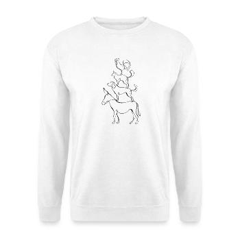 Bremer Stadtmusikanten Line Art - Unisex Pullover - Weiß - Vorne - Alina (178cm) & Michal (187cm)