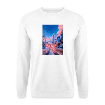Neon Snow City Toronto - Unisex Pullover - Weiß - Vorne - Alina (178cm) & Michal (187cm)