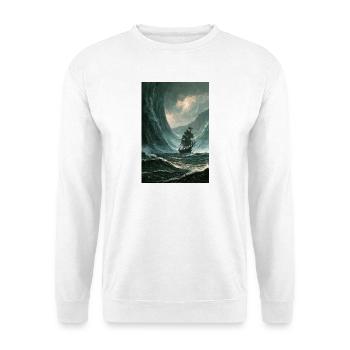 Galleone in der Sturmwelle - Unisex Pullover - Weiß - Vorne - Alina (178cm) & Michal (187cm)