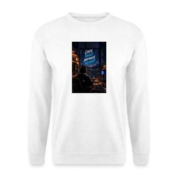 Code Build Improve Repeat Night Dev Studio - Unisex Pullover - Weiß - Vorne - Alina (178cm) & Michal (187cm)