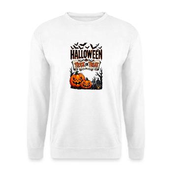 Halloween Süßes oder Saures - Unisex Pullover - Weiß - Vorne - Alina (178cm) & Michal (187cm)