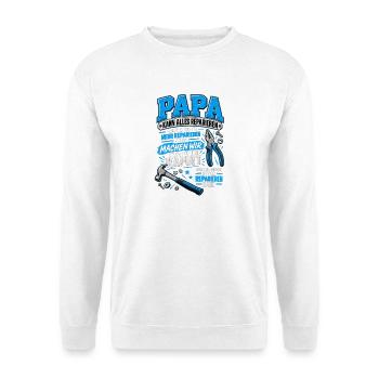 Papa kann alles reparieren – Handwerker Humor - Unisex Pullover - Weiß - Vorne - Alina (178cm) & Michal (187cm)
