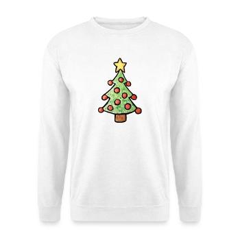Verspielter Weihnachtsbaum - Unisex Pullover - Weiß - Vorne - Alina (178cm) & Michal (187cm)