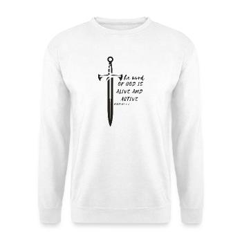 Schärfer als jedes zweischneidige Schwert - Unisex Pullover - Weiß - Vorne - Alina (178cm) & Michal (187cm)