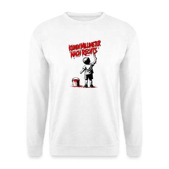 Graffiti-Kind Rotschrift – Pinsel Tropfen - Unisex Pullover - Weiß - Vorne - Alina (178cm) & Michal (187cm)