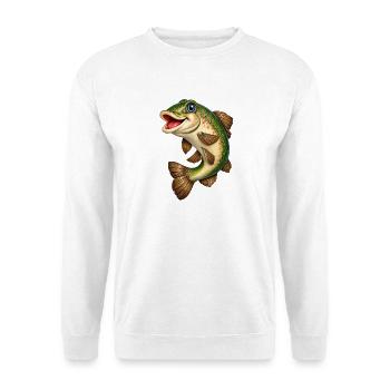 Fröhlicher Regenbogenlachs Cartoon - Unisex Pullover - Weiß - Vorne - Alina (178cm) & Michal (187cm)