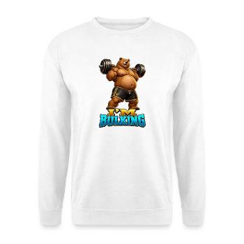 Muscular Bear I'M BULK – Fitness-Stimmung - Unisex Pullover - Weiß - Vorne - Alina (178cm) & Michal (187cm)
