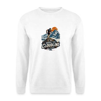 Above_the_Cloudline_Vintage_Mountain_Running_De - Unisex Pullover - Weiß - Vorne - Alina (178cm) & Michal (187cm)