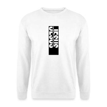 JESUS Vertikal: Weg Wahrheit Leben - Unisex Pullover - Weiß - Vorne - Alina (178cm) & Michal (187cm)