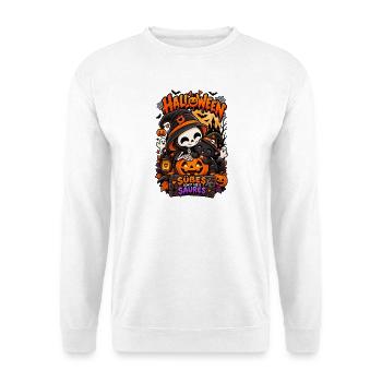 Kuschelhalloween Kürbisfreunde - Unisex Pullover - Weiß - Vorne - Alina (178cm) & Michal (187cm)