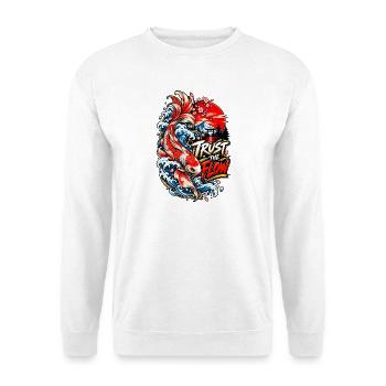 Koi-Fluss Vertraue der Welle - Unisex Pullover - Weiß - Vorne - Alina (178cm) & Michal (187cm)