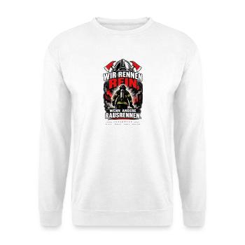 Feuerwehr - Wir rennen rein - Unisex Pullover - Weiß - Vorne - Alina (178cm) & Michal (187cm)