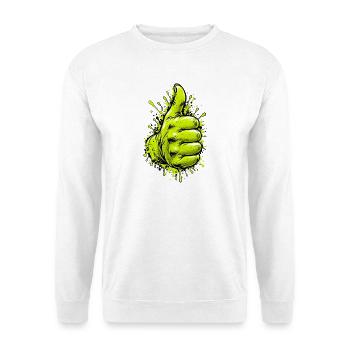 Neon Grüner Daumen Graffiti - Unisex Pullover - Weiß - Vorne - Alina (178cm) & Michal (187cm)