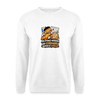 Croissants statt Cookies im Webdesign - Unisex Pullover - Weiß - Vorne - Alina (178cm) & Michal (187cm)