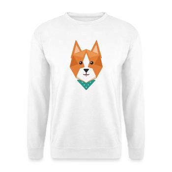 Geometrischer Fuchs - Unisex Pullover - Weiß - Vorne - Alina (178cm) & Michal (187cm)