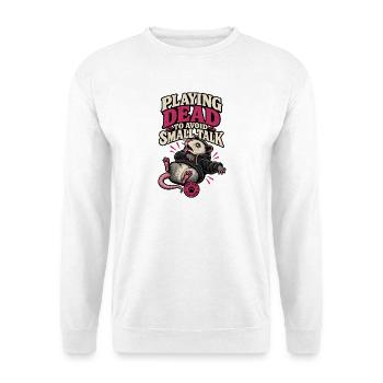 RobVibe Wild Club – Dead Opossum spielen - Unisex Pullover - Weiß - Vorne - Alina (178cm) & Michal (187cm)