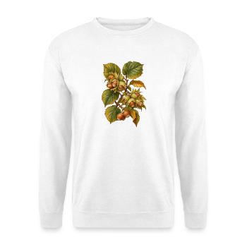 Haselnüsse am Zweig - Unisex Pullover - Weiß - Vorne - Alina (178cm) & Michal (187cm)