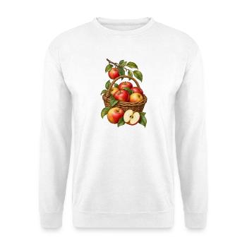 Apfelernte im Garten - Unisex Pullover - Weiß - Vorne - Alina (178cm) & Michal (187cm)