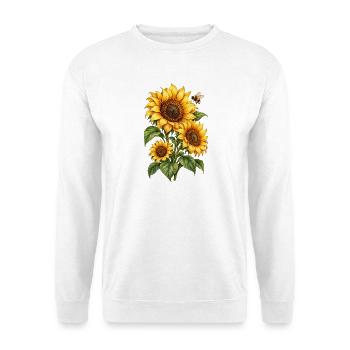 Sonnenblumen Gartenliebe - Unisex Pullover - Weiß - Vorne - Alina (178cm) & Michal (187cm)
