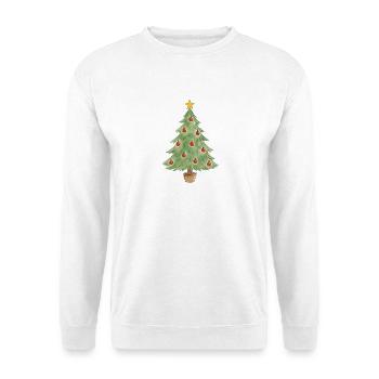 Weihnachtsbaum im Topf mit roten Ornamenten - Unisex Pullover - Weiß - Vorne - Alina (178cm) & Michal (187cm)