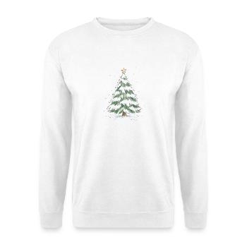 Schneebedeckter Weihnachtsbaum mit goldenem Stern - Unisex Pullover - Weiß - Vorne - Alina (178cm) & Michal (187cm)