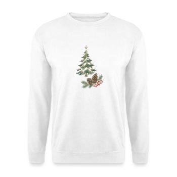 Weihnachtsbaum mit Tannenzapfen und Beeren - Unisex Pullover - Weiß - Vorne - Alina (178cm) & Michal (187cm)