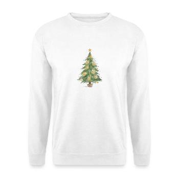 Eleganter Weihnachtsbaum mit goldenen Ornamenten - Unisex Pullover - Weiß - Vorne - Alina (178cm) & Michal (187cm)