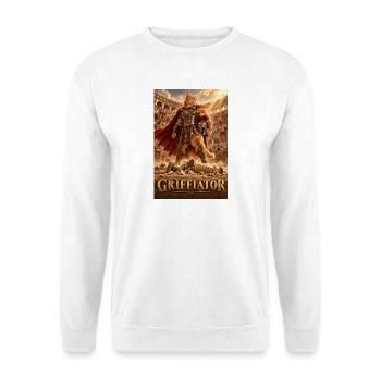 Griffiator: Gladiatorkatze - Unisex Pullover - Weiß - Vorne - Alina (178cm) & Michal (187cm)