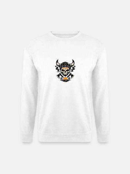 Viking Schädel mit Feueruntergang - Unisex Pullover - Weiß