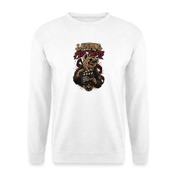 RobVibe Wild Club – Hyänen-Wendungen - Unisex Pullover - Weiß - Vorne - Alina (178cm) & Michal (187cm)