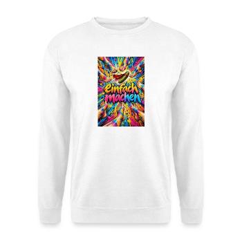 Heldenhafte Gurke Farbexplosion - Unisex Pullover - Weiß - Vorne - Alina (178cm) & Michal (187cm)