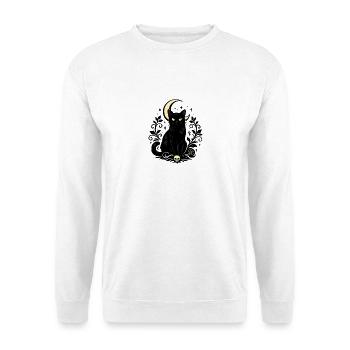 Mondkater Schatten Amulett - Unisex Pullover - Weiß - Vorne - Alina (178cm) & Michal (187cm)