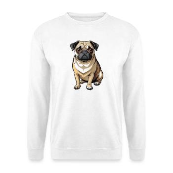 Mopshund-Sitten - Unisex Pullover - Weiß - Vorne - Alina (178cm) & Michal (187cm)