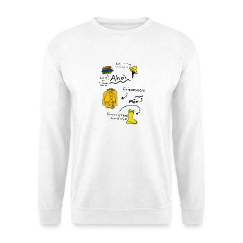 AHOI Wattwandern Nordsee Maritim Snack Platt Moin - Unisex Pullover - Weiß - Vorne - Alina (178cm) & Michal (187cm)