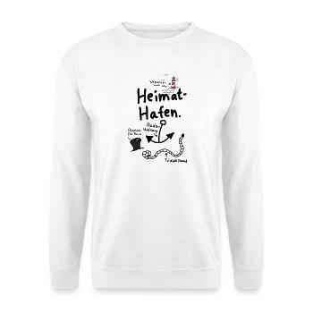 Heimathafen Anker Moin Nordisch - Unisex Pullover - Weiß - Vorne - Alina (178cm) & Michal (187cm)