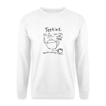 Teetiet Teezeit - Unisex Pullover - Weiß - Vorne - Alina (178cm) & Michal (187cm)