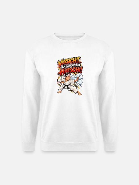 Vorsicht Hatschi Karate Spruch - Unisex Pullover - Weiß
