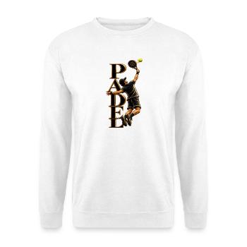 Goldener Padel Sprung im Tennis-Look - Unisex Pullover - Weiß - Vorne - Alina (178cm) & Michal (187cm)