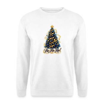 Goldblaue Tanne Ho Ho Ho - Unisex Pullover - Weiß - Vorne - Alina (178cm) & Michal (187cm)
