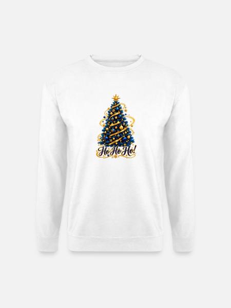 Goldblaue Tanne Ho Ho Ho - Unisex Pullover - Weiß