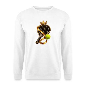 Goldene Padel Krone Design - Unisex Pullover - Weiß - Vorne - Alina (178cm) & Michal (187cm)