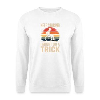 Keep Staring I Might Do A Trick Rollstuhl Humor - Unisex Pullover - Weiß - Vorne - Alina (178cm) & Michal (187cm)
