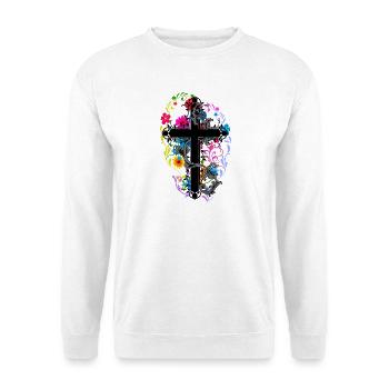 Flowers Blossoms Cross Jesus God Crosses Flora - Unisex Sweatshirt - white - Front