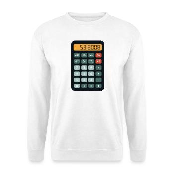 Retro Taschenrechner 5318008 Boobies - Unisex Pullover - Weiß - Vorne - Alina (178cm) & Michal (187cm)